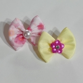 Laço M - Floral com pérola - Pacote com 50und