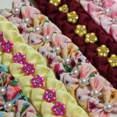 Laço M - Floral com pérola - Pacote com 50und