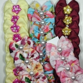 Laço M - Floral com pérola - Pacote com 50und
