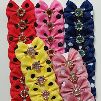 Laço M - Bolinhas - Pacote com 50und