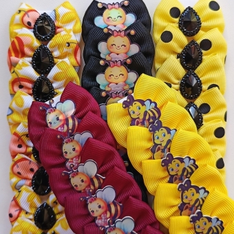 Laço de Gorgurão M - Abelha - Pacote com 50und