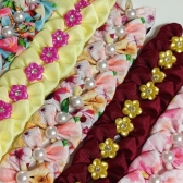 Laço M - Floral com pérola - Pacote com 50und